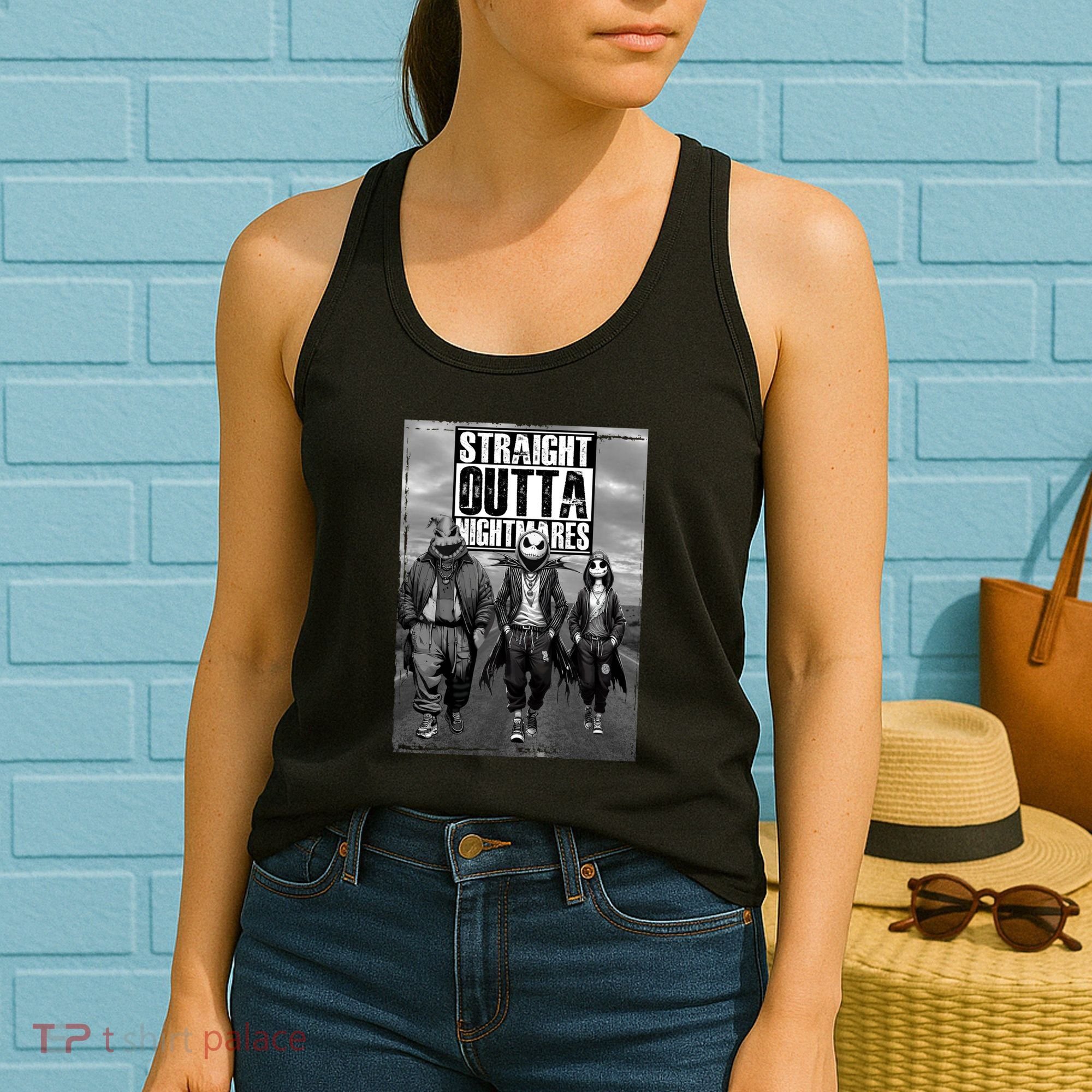 Halloween Straight Outta Nightmare Jack And Sally Oogie Boogie Women's Tank Top