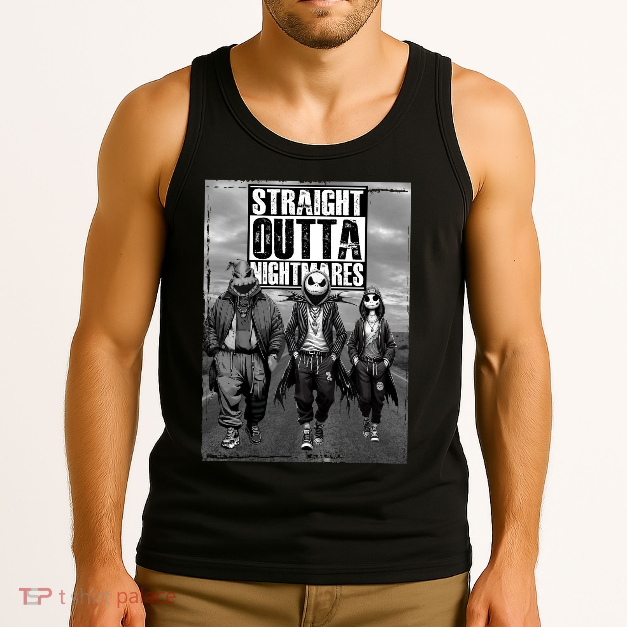 Halloween Straight Outta Nightmare Jack And Sally Oogie Boogie Tank Top
