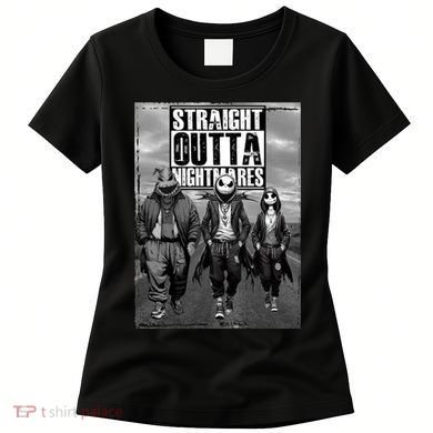 Halloween Straight Outta Nightmare Jack And Sally Oogie Boogie Women's T-Shirt