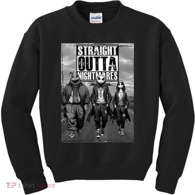 Halloween Straight Outta Nightmare Jack And Sally Oogie Boogie Kids Sweatshirt