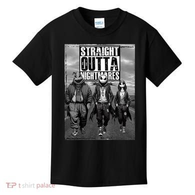 Halloween Straight Outta Nightmare Jack And Sally Oogie Boogie Kids T-Shirt