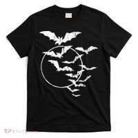 Halloween Swarm Of Bats Full Moon Spooky Vintage Art Graphic T-Shirt thumb 0