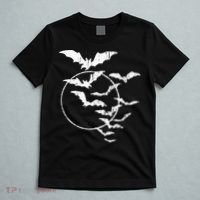 Halloween Swarm Of Bats Full Moon Spooky Vintage Art Graphic T-Shirt thumb 5