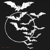 Halloween Swarm Of Bats Full Moon Spooky Vintage Art Graphic T-Shirt thumb 7