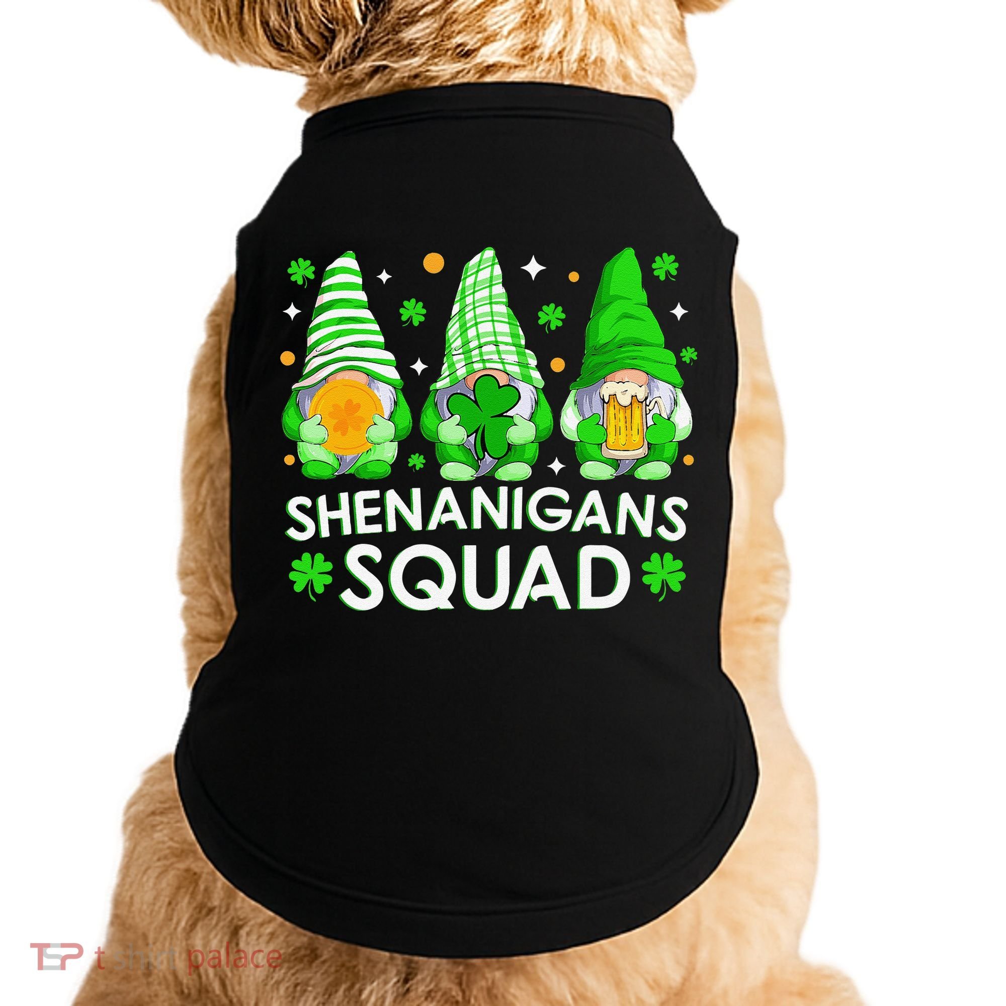 Happy St. Patrick's Day Gnome Tie Dye Shamrock Doggie Tank