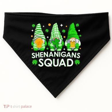 Happy St. Patrick's Day Gnome Tie Dye Shamrock USA-Made Doggie Bandana