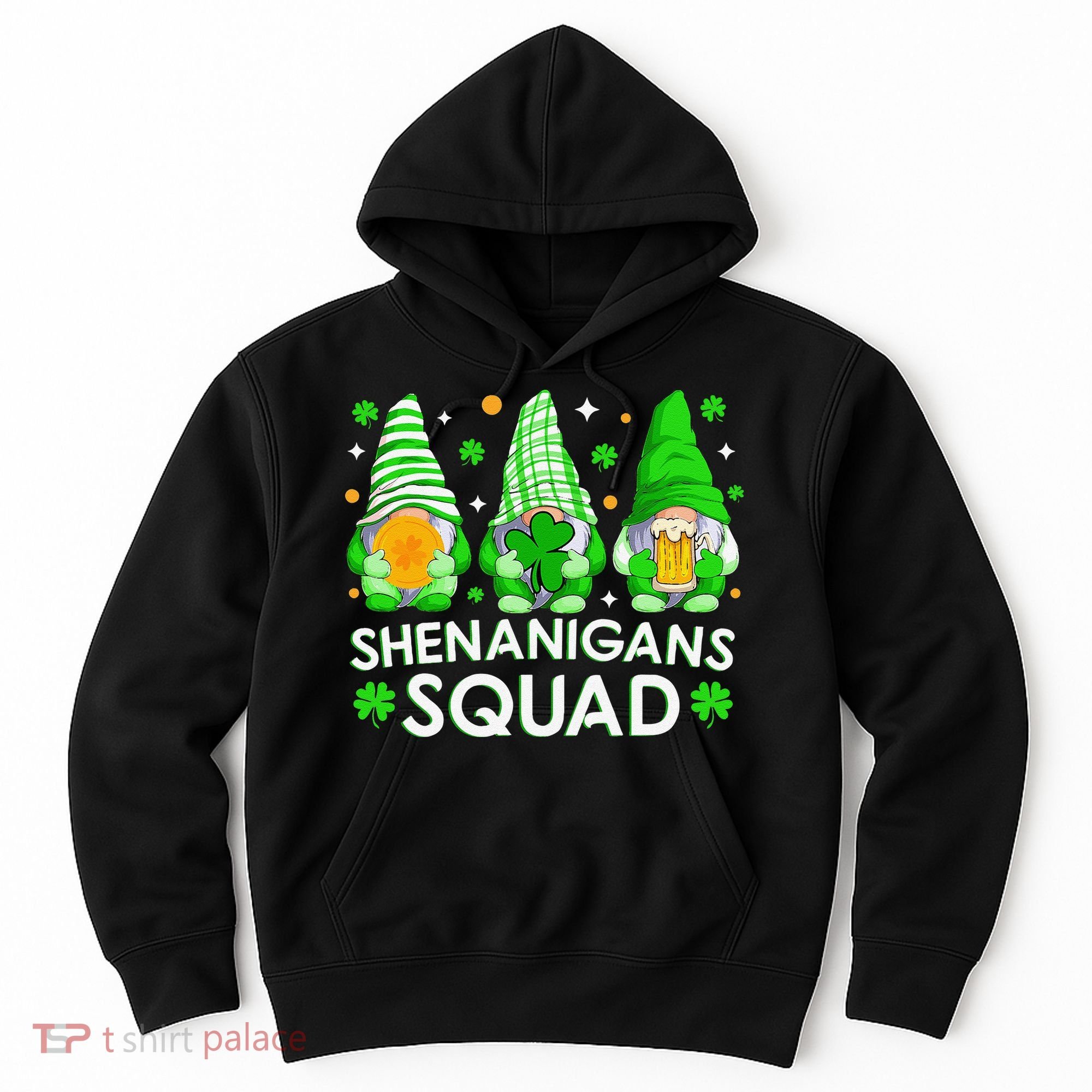 Happy St. Patrick's Day Gnome Tie Dye Shamrock Hoodie