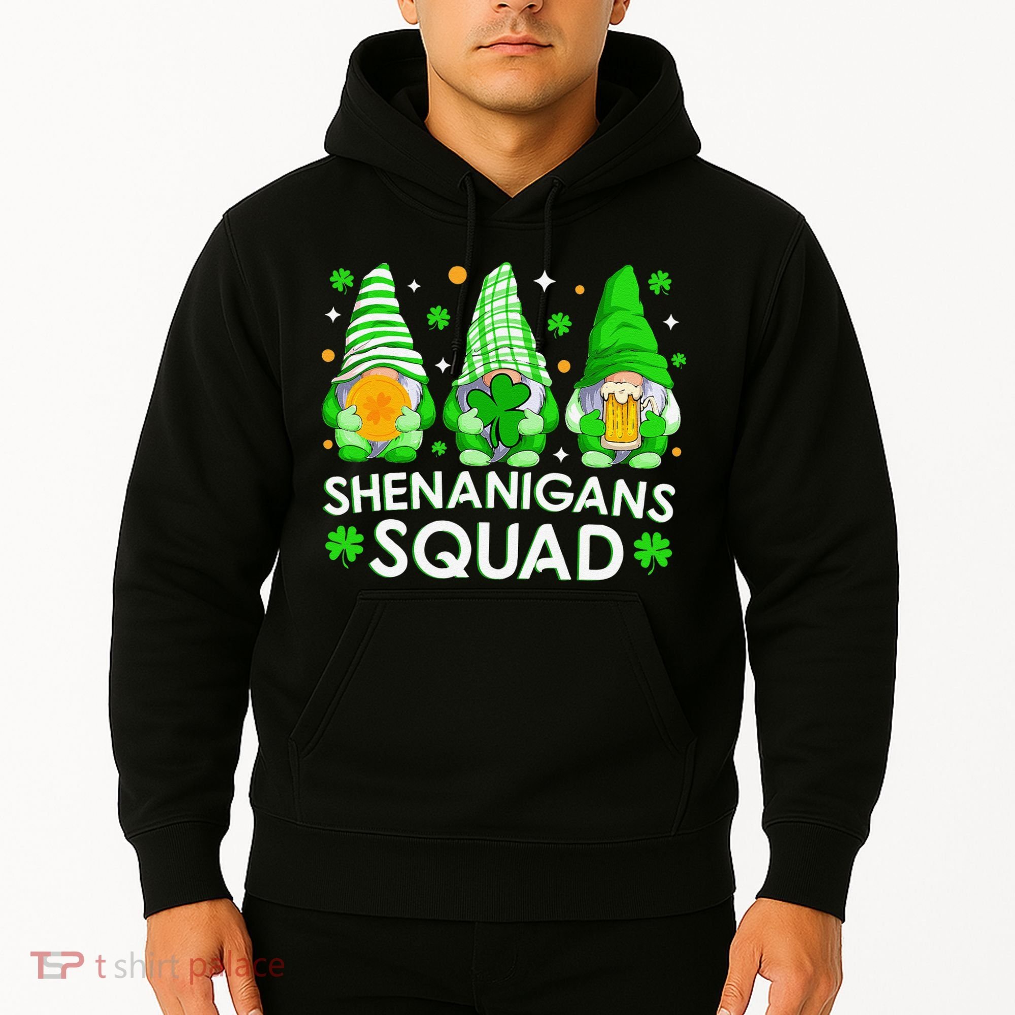 Happy St. Patrick's Day Gnome Tie Dye Shamrock Hoodie