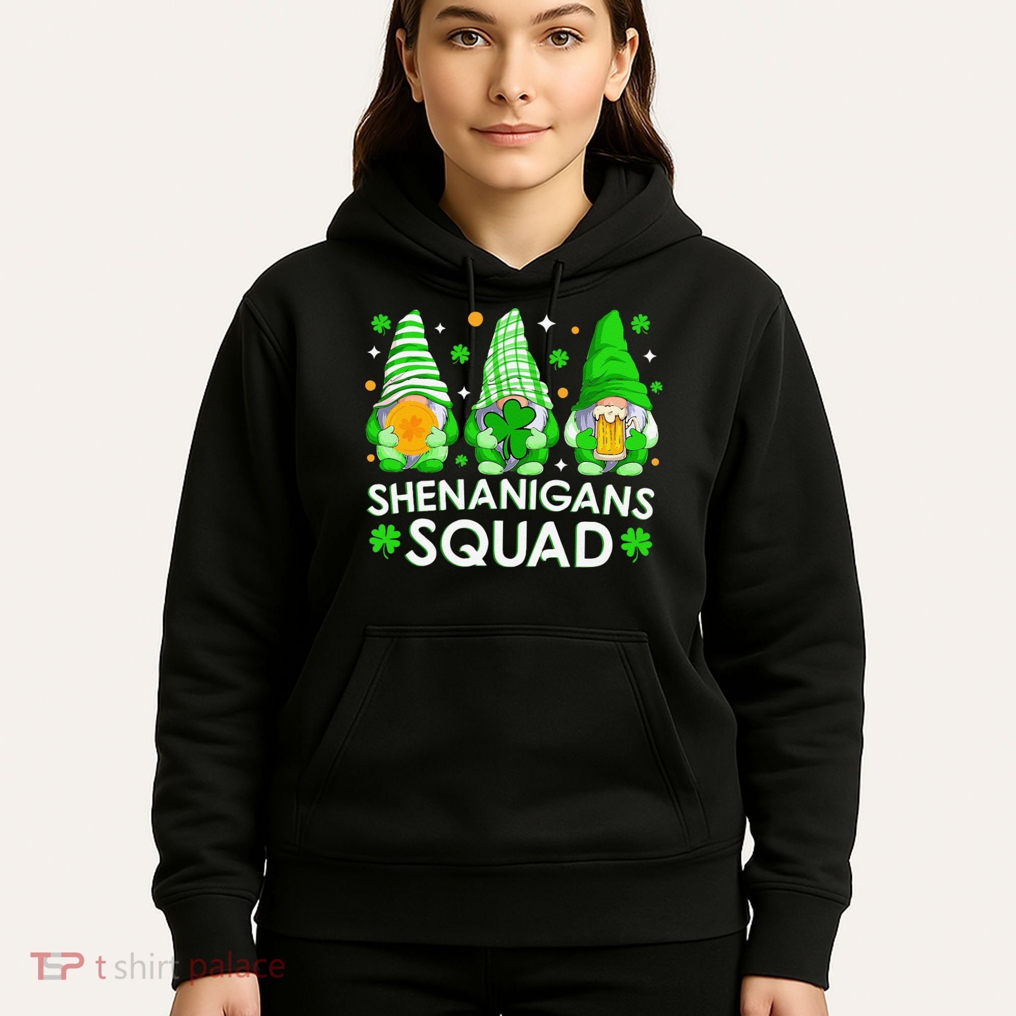 Happy St. Patrick's Day Gnome Tie Dye Shamrock Hoodie