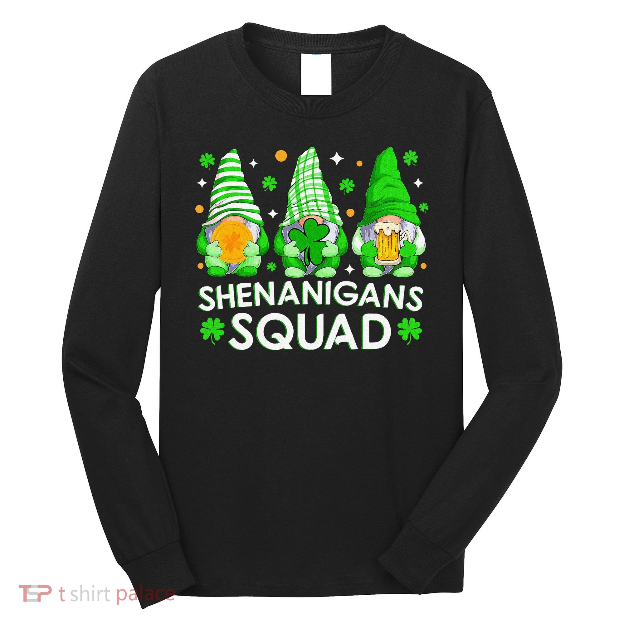 Happy St. Patrick's Day Gnome Tie Dye Shamrock Long Sleeve Shirt