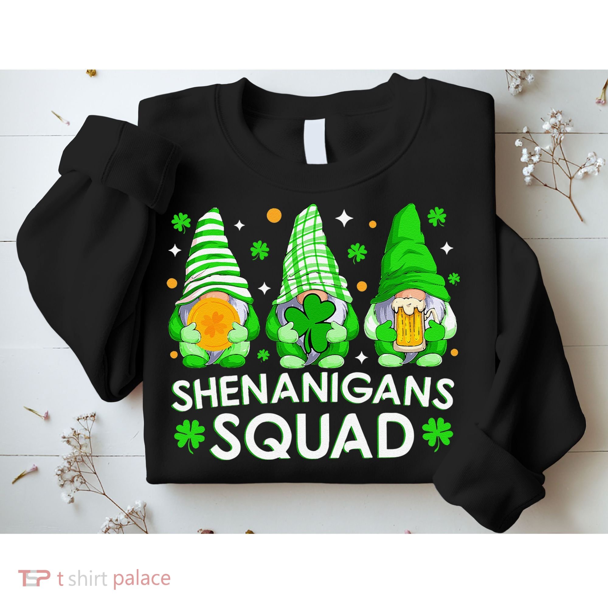Happy St. Patrick's Day Gnome Tie Dye Shamrock Sweatshirt