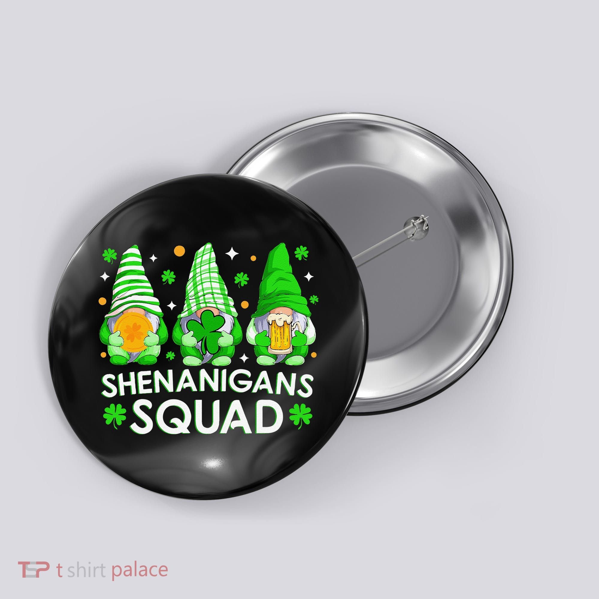 Happy St. Patrick's Day Gnome Tie Dye Shamrock Button