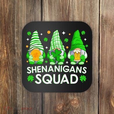 Happy St. Patrick's Day Gnome Tie Dye Shamrock Coaster