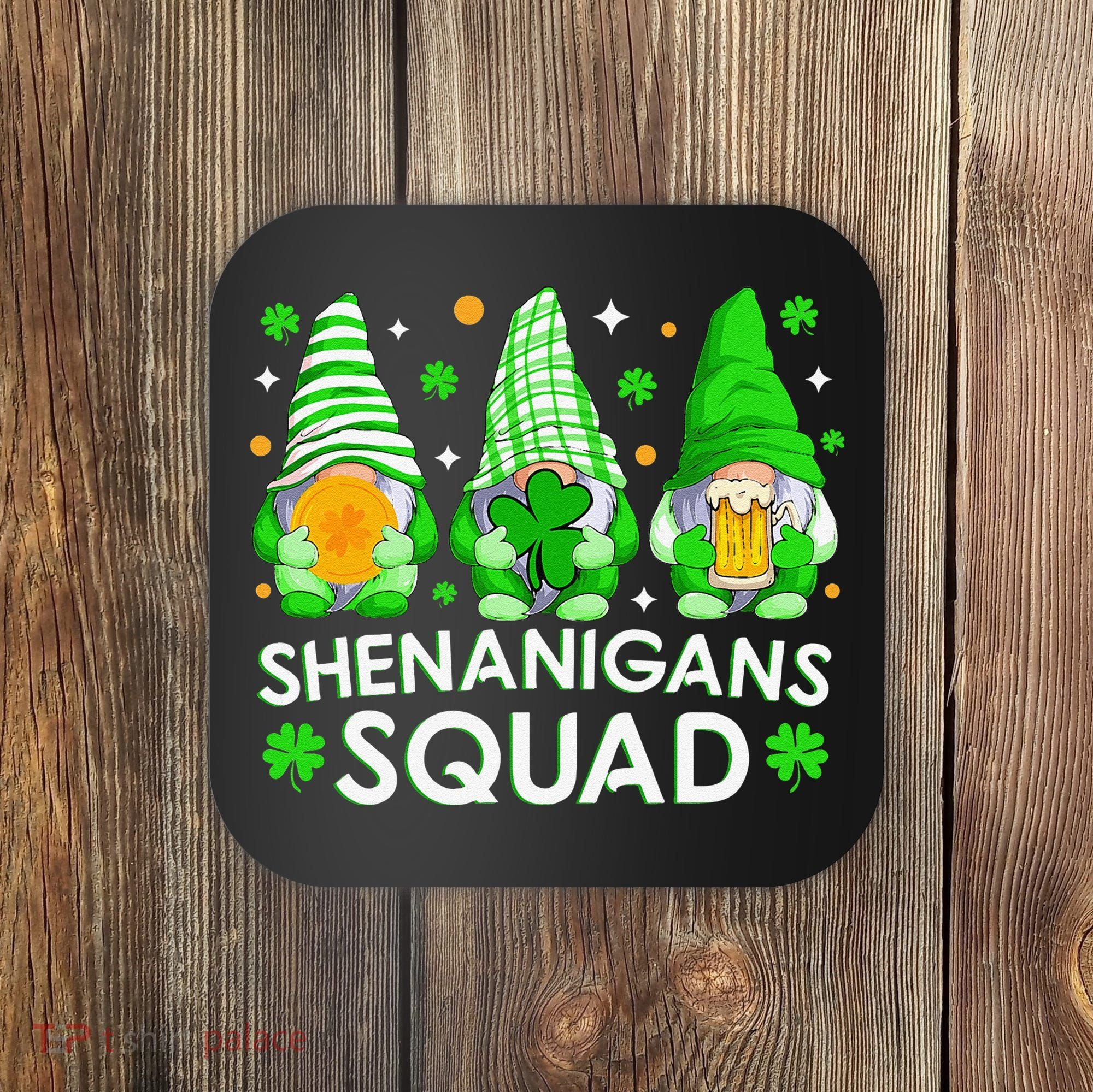 Happy St. Patrick's Day Gnome Tie Dye Shamrock Coaster