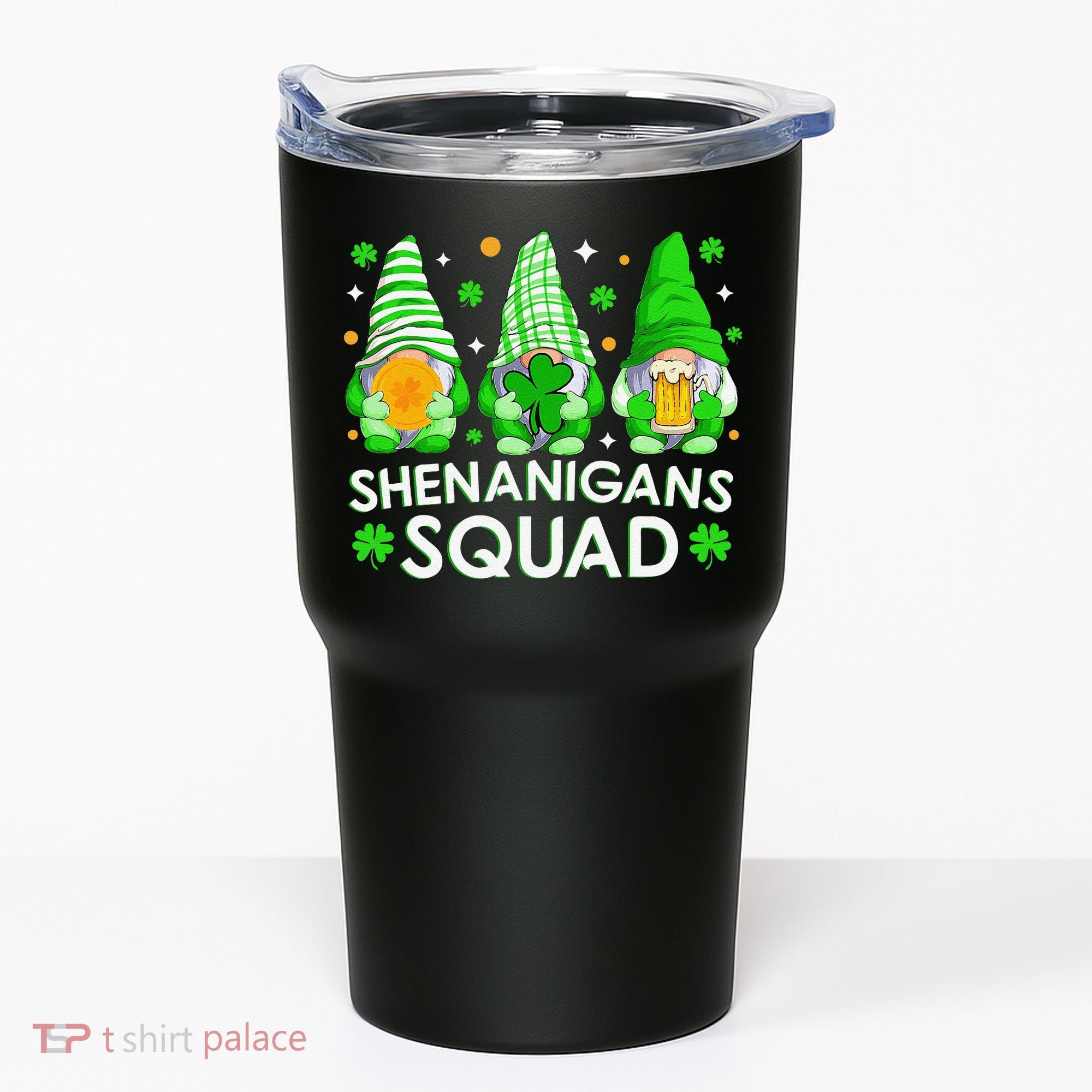 Happy St. Patrick's Day Gnome Tie Dye Shamrock Tumbler