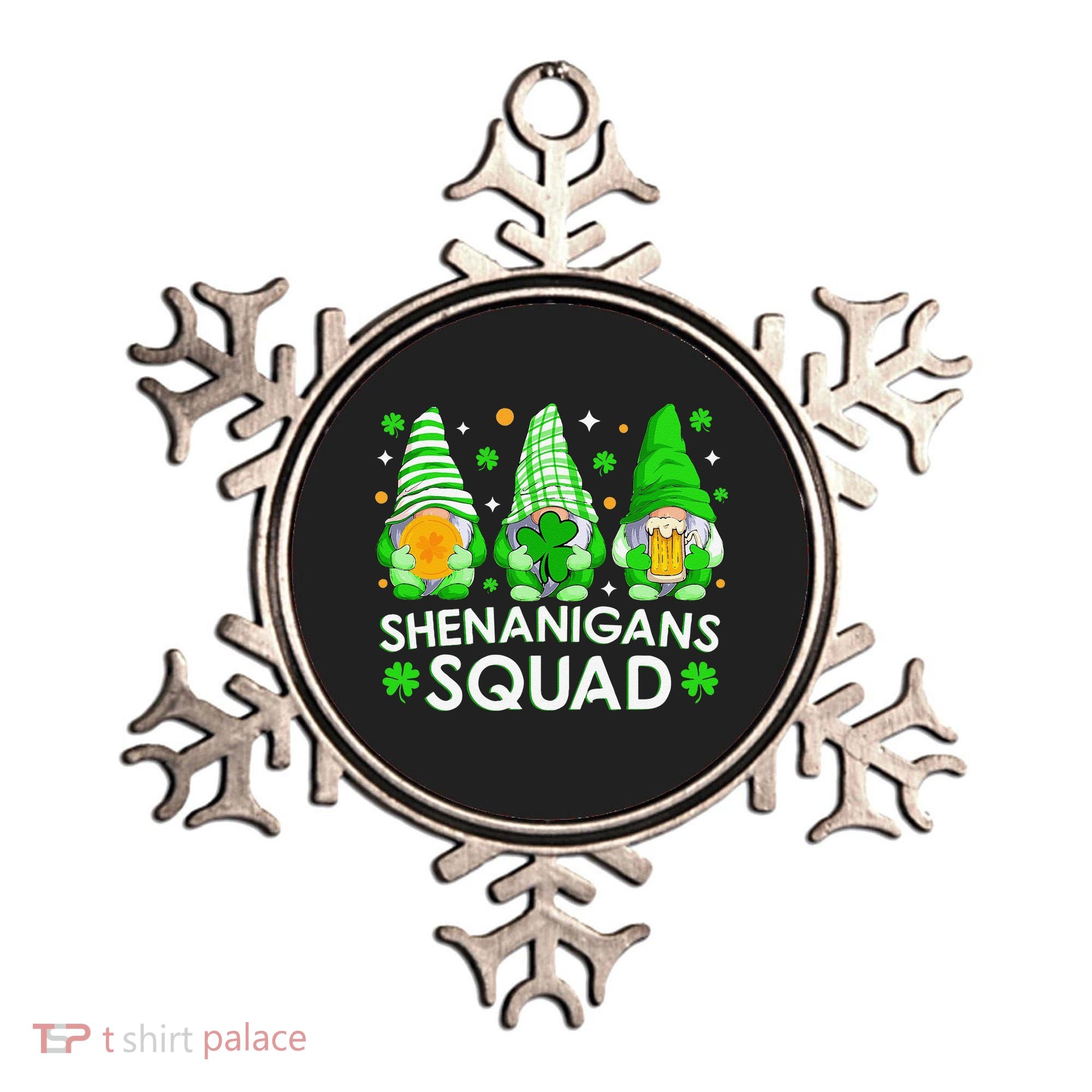 Happy St. Patrick's Day Gnome Tie Dye Shamrock Ornament