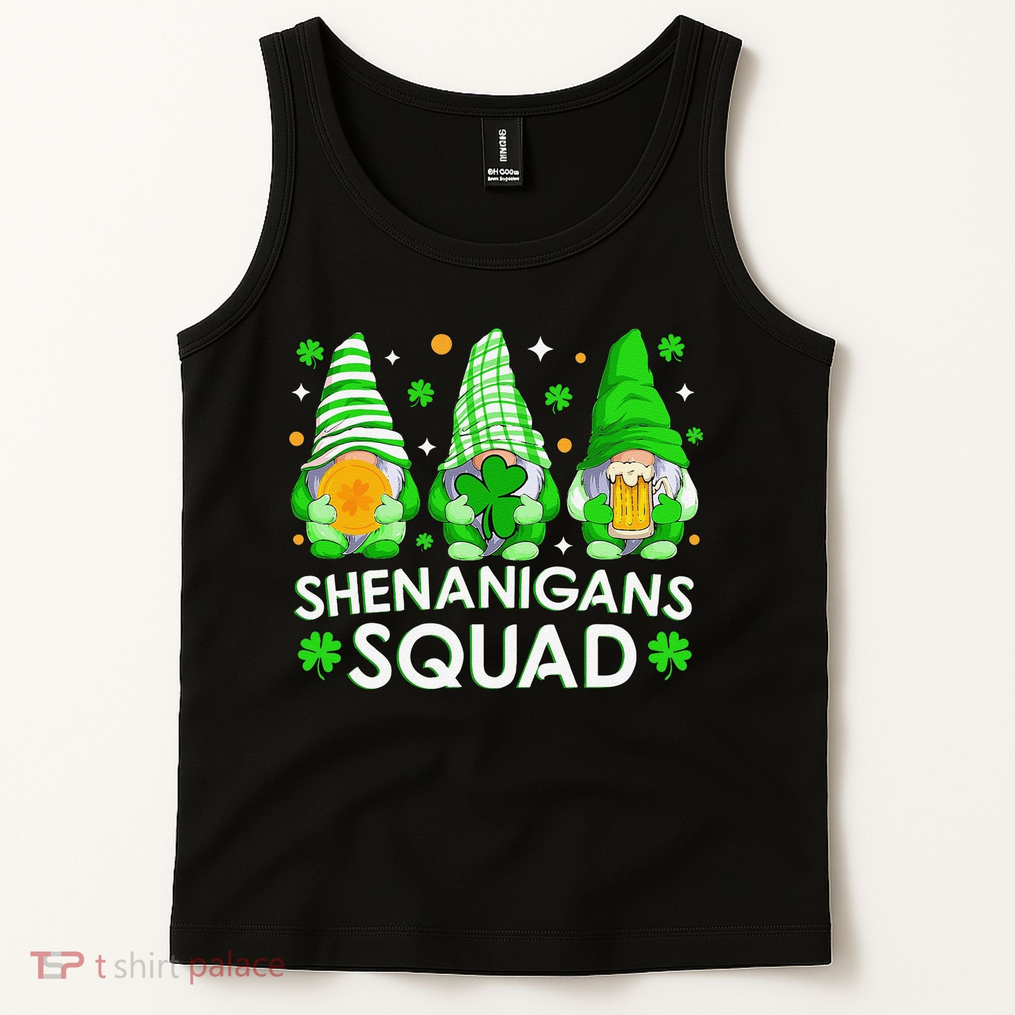 Happy St. Patrick's Day Gnome Tie Dye Shamrock Tank Top