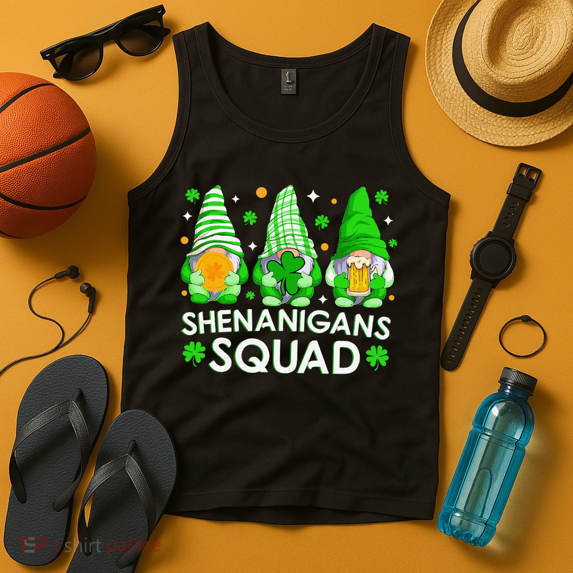 Happy St. Patrick's Day Gnome Tie Dye Shamrock Tank Top