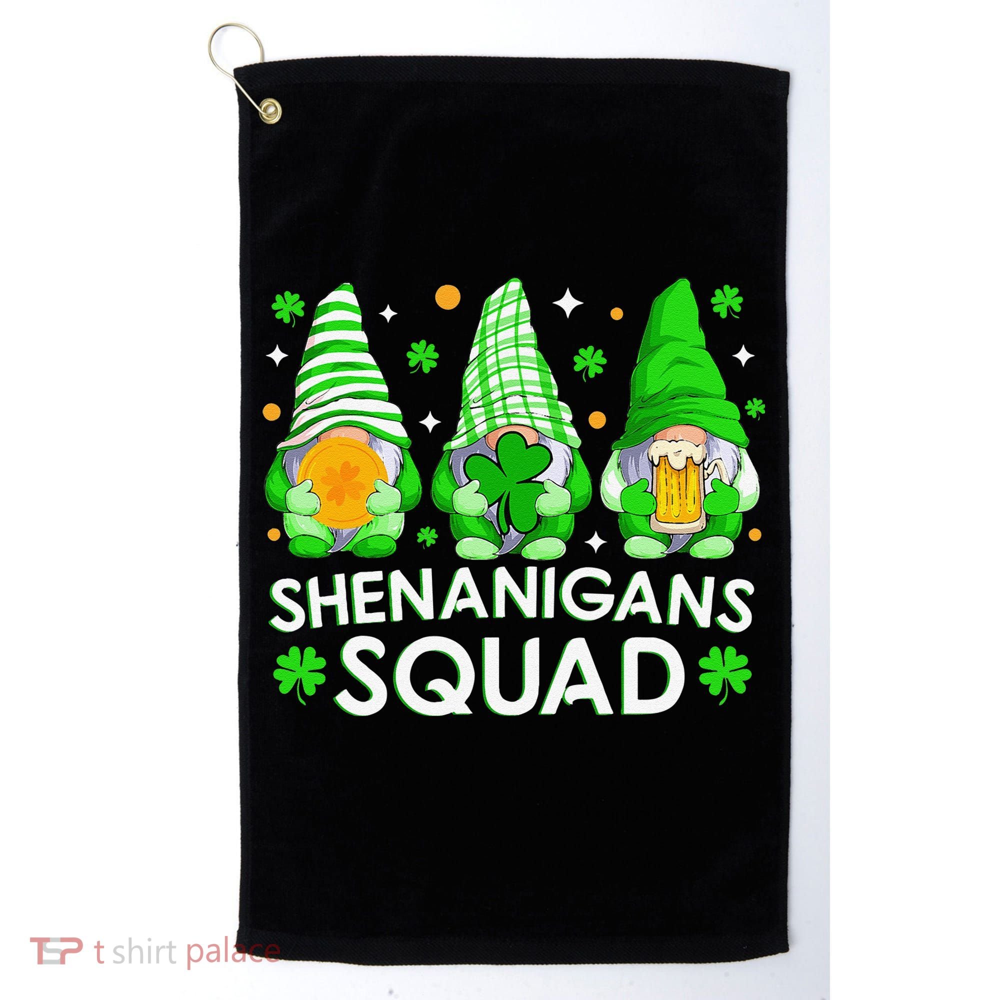 Happy St. Patrick's Day Gnome Tie Dye Shamrock Golf Towel