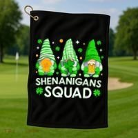 Happy St. Patrick's Day Gnome Tie Dye Shamrock Golf Towel thumb 1