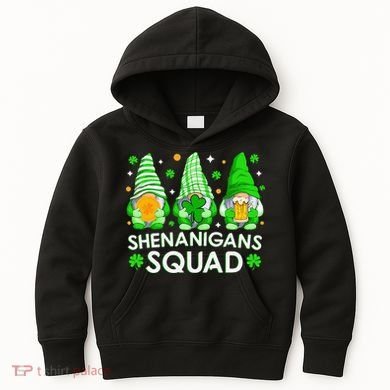 Happy St. Patrick's Day Gnome Tie Dye Shamrock Kids Hoodie