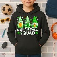 Happy St. Patrick's Day Gnome Tie Dye Shamrock Kids Hoodie thumb 2