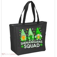 Happy St. Patrick's Day Gnome Tie Dye Shamrock Tote Bag thumb 2