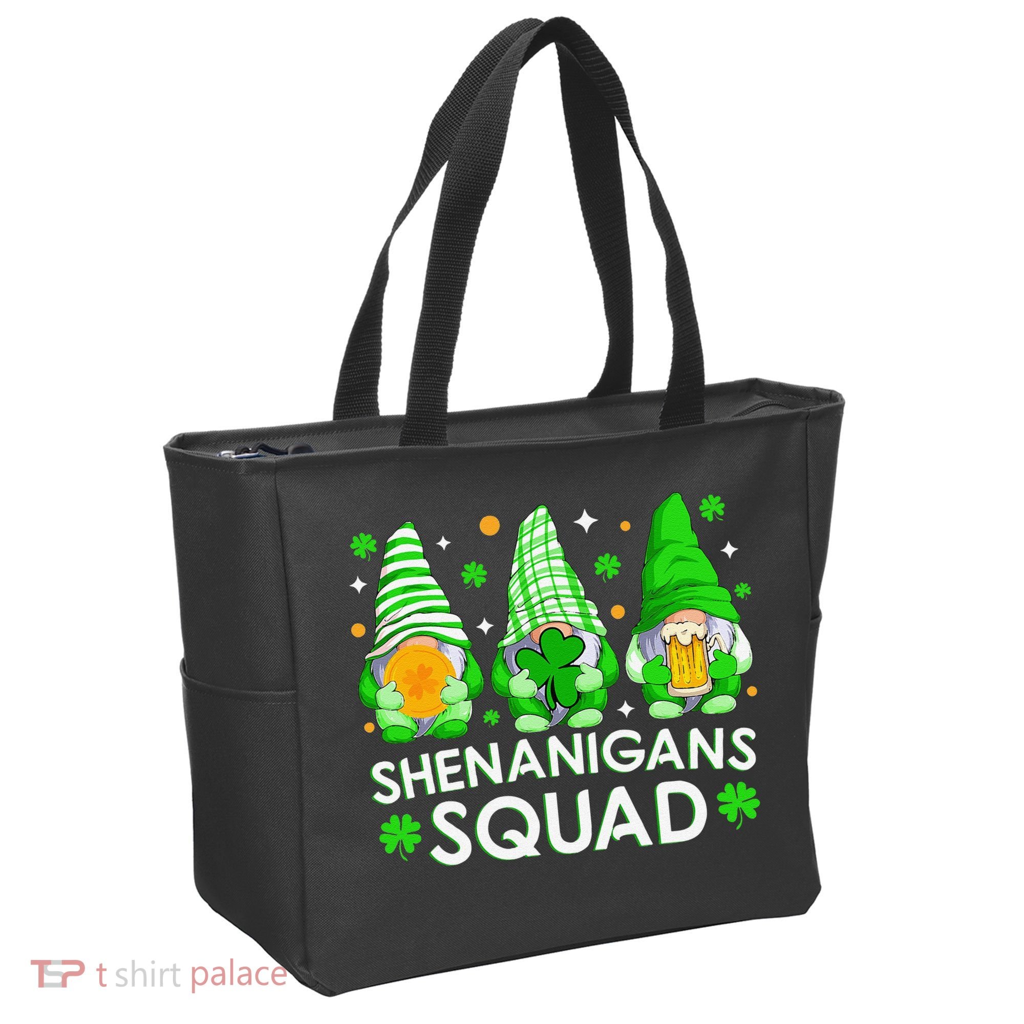 Happy St. Patrick's Day Gnome Tie Dye Shamrock Tote Bag