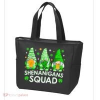 Happy St. Patrick's Day Gnome Tie Dye Shamrock Tote Bag thumb 3