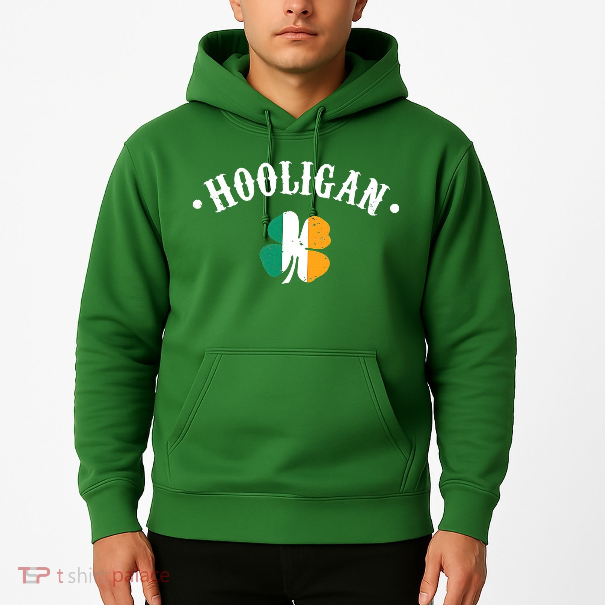 Hooligan St Patricks Day Irish Shamrock Flag Hoodie