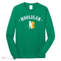 Hooligan St Patricks Day Irish Shamrock Flag Long Sleeve Shirt thumb 0