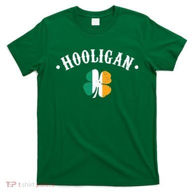 Hooligan St Patricks Day Irish Shamrock Flag T-Shirt