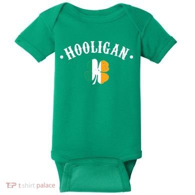 Hooligan St Patricks Day Irish Shamrock Flag Baby Bodysuit