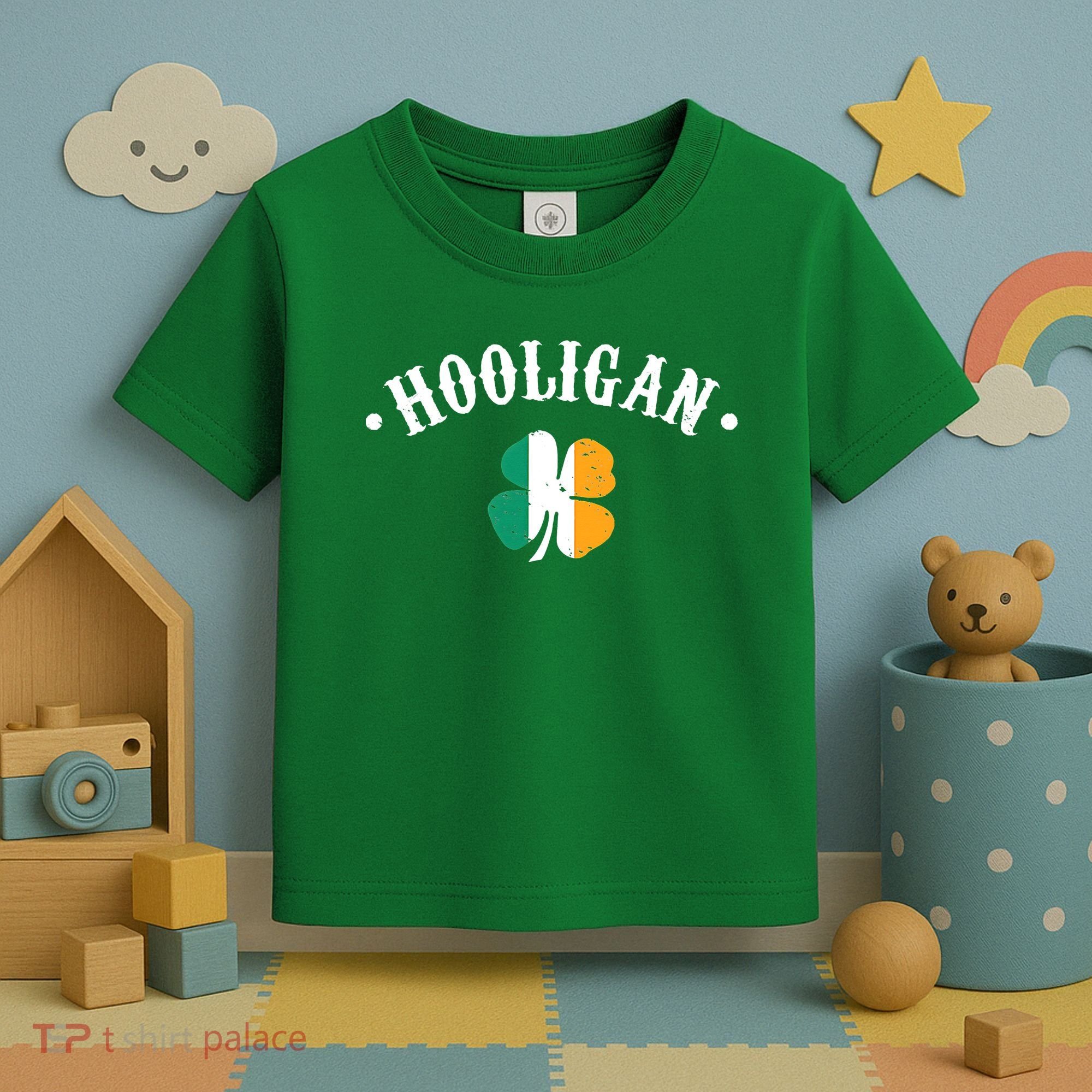 Hooligan St Patricks Day Irish Shamrock Flag Toddler T-Shirt