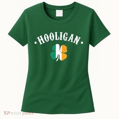 Hooligan St Patricks Day Irish Shamrock Flag Women's T-Shirt