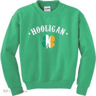 Hooligan St Patricks Day Irish Shamrock Flag Kids Sweatshirt