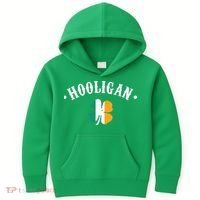 Hooligan St Patricks Day Irish Shamrock Flag Kids Hoodie thumb 0