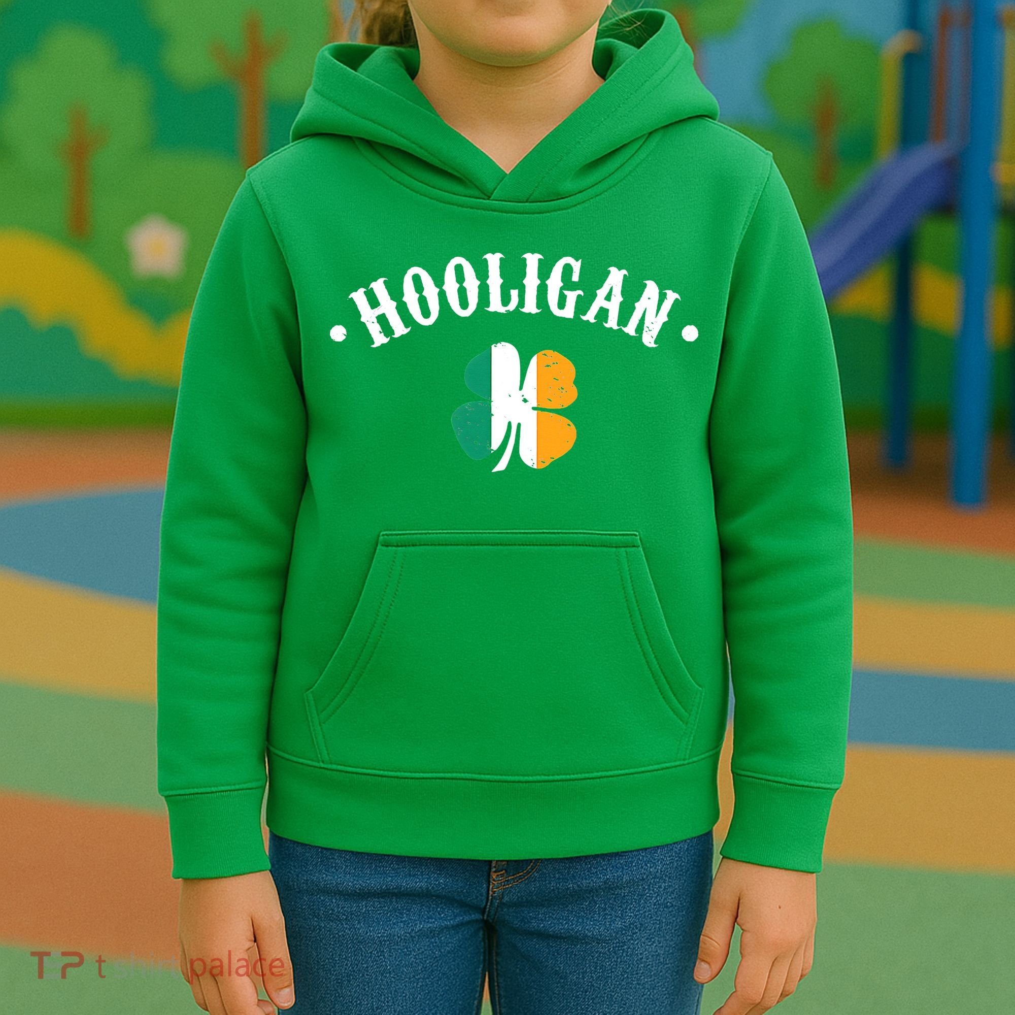 Hooligan St Patricks Day Irish Shamrock Flag Kids Hoodie