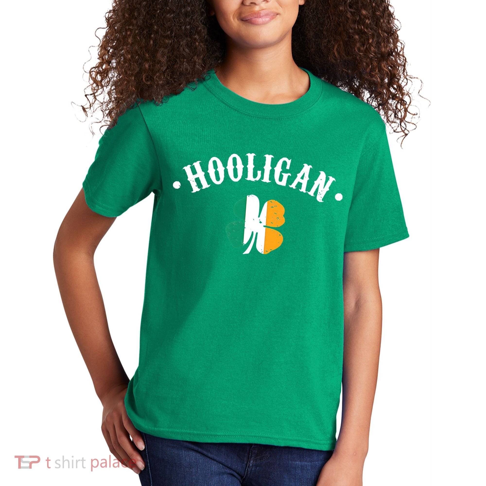 Hooligan St Patricks Day Irish Shamrock Flag Kids T-Shirt
