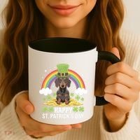 Happy St PatrickS Doxie On Dachshund Dog St Patricks Day Cool Gift Coffee Mug thumb 3