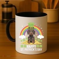 Happy St PatrickS Doxie On Dachshund Dog St Patricks Day Cool Gift Coffee Mug thumb 4