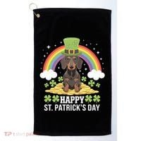 Happy St PatrickS Doxie On Dachshund Dog St Patricks Day Cool Gift Golf Towel thumb 0