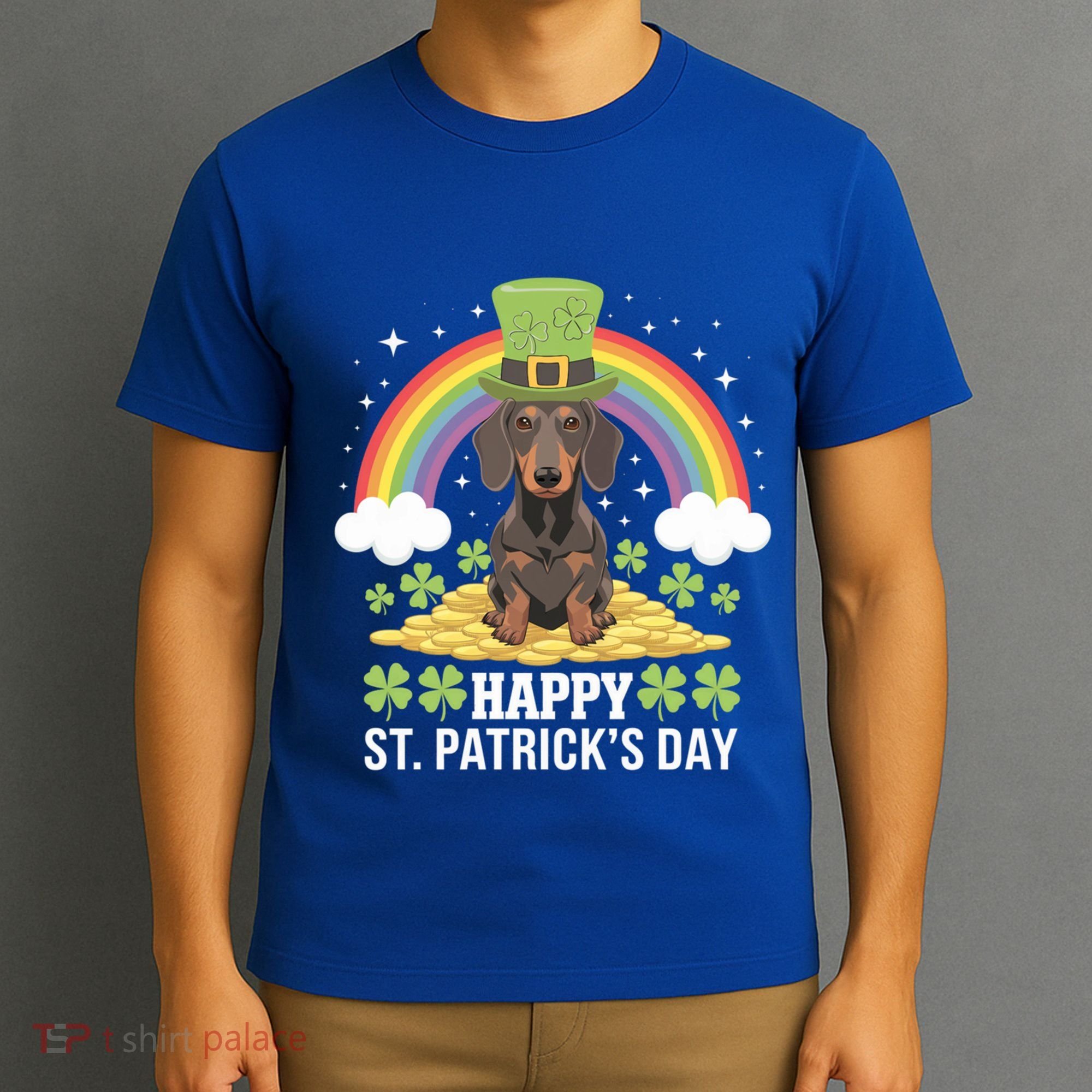 Happy St PatrickS Doxie On Dachshund Dog St Patricks Day Cool Gift T-Shirt
