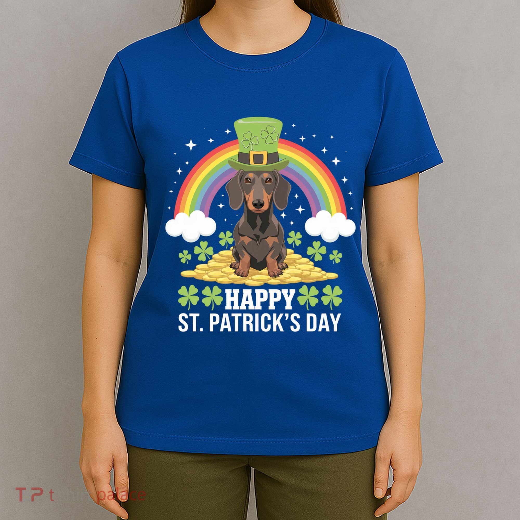 Happy St PatrickS Doxie On Dachshund Dog St Patricks Day Cool Gift T-Shirt
