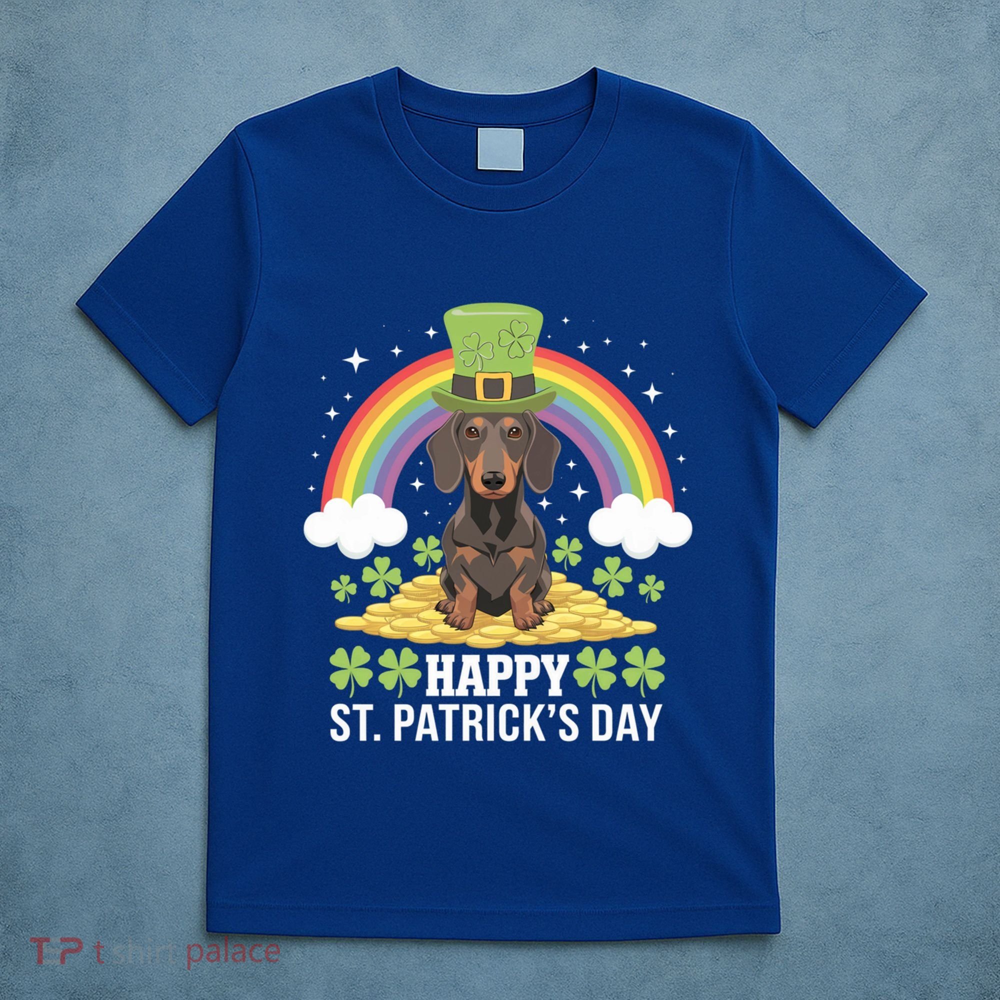 Happy St PatrickS Doxie On Dachshund Dog St Patricks Day Cool Gift T-Shirt
