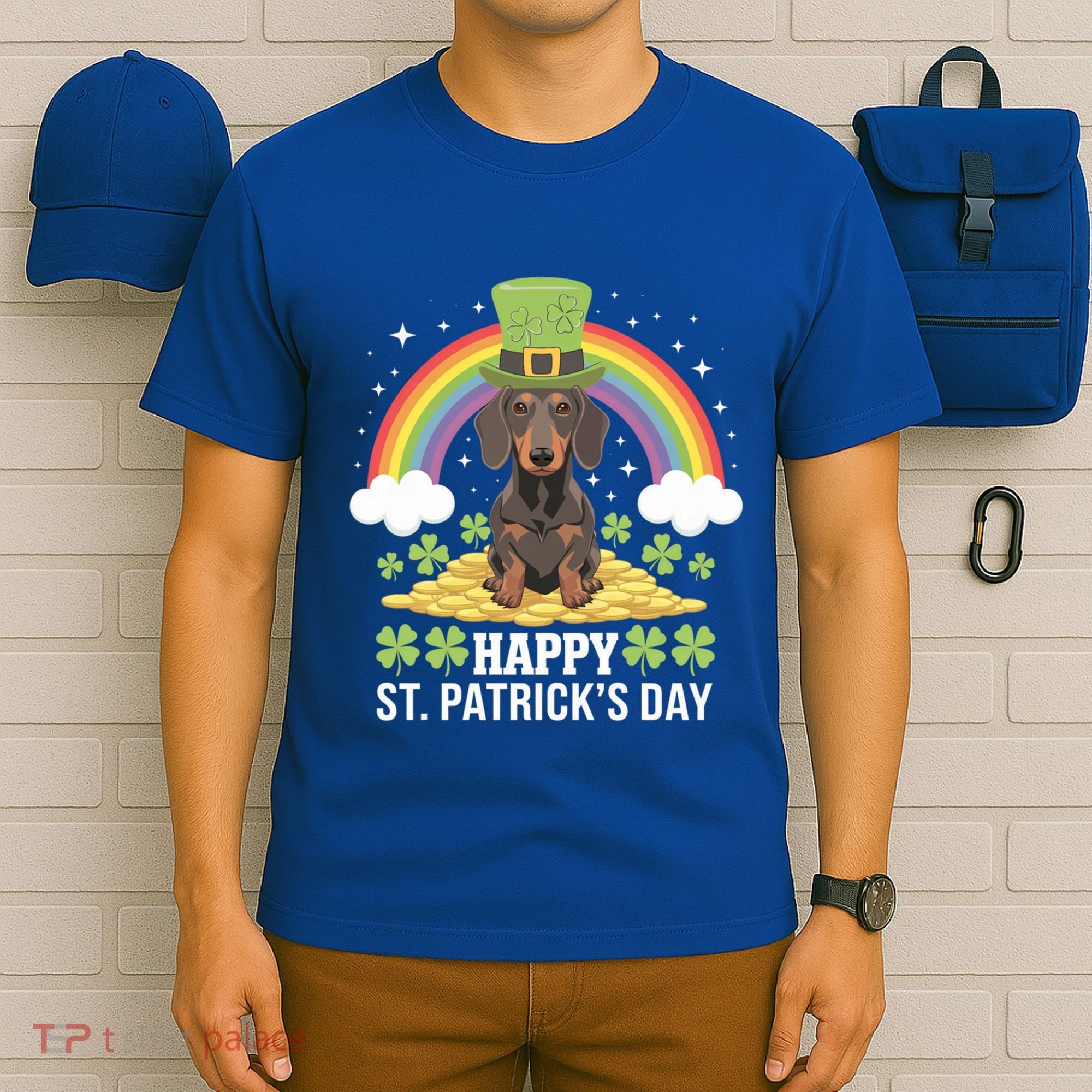 Happy St PatrickS Doxie On Dachshund Dog St Patricks Day Cool Gift T-Shirt