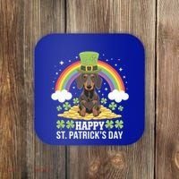 Happy St PatrickS Doxie On Dachshund Dog St Patricks Day Cool Gift Coaster thumb 0