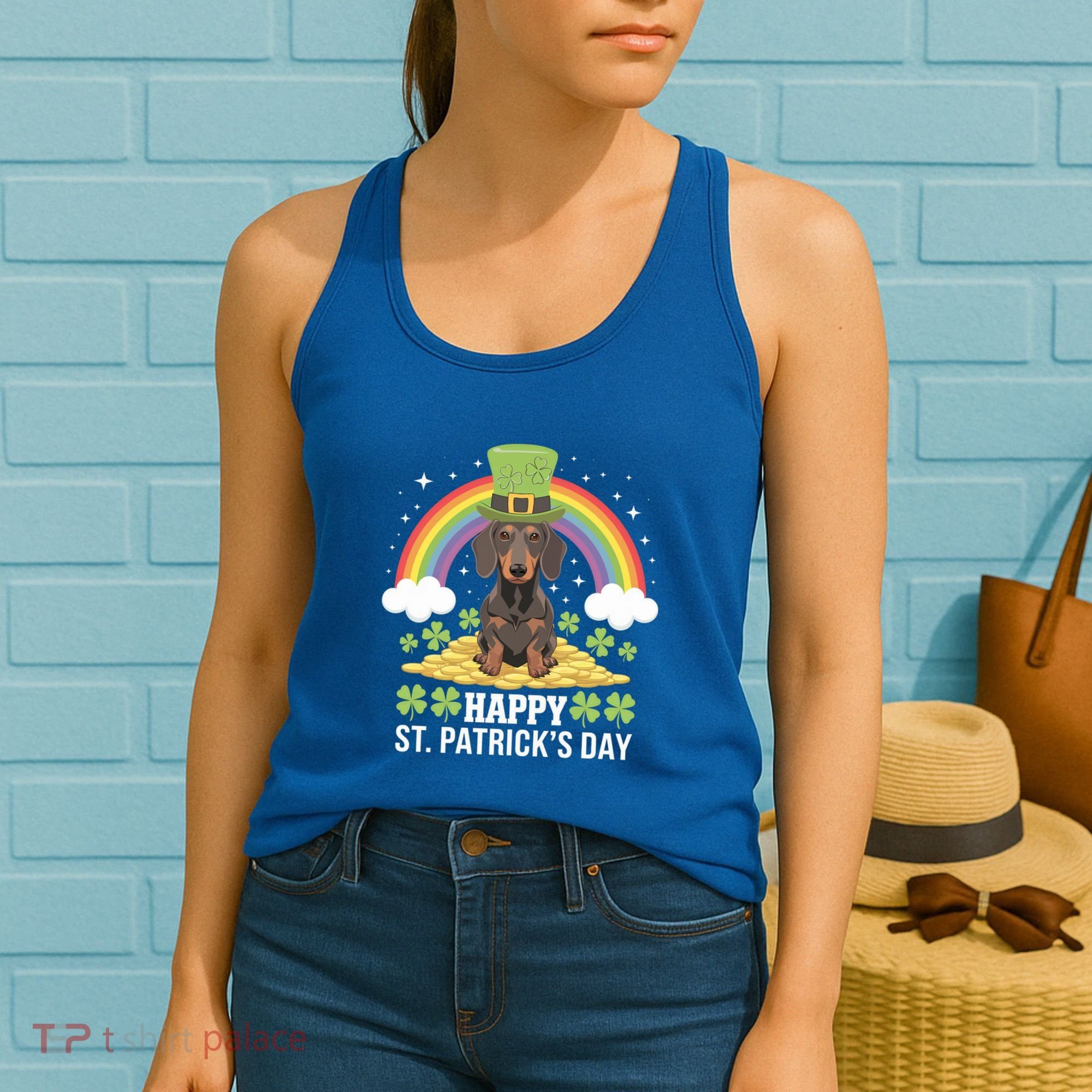 Happy St PatrickS Doxie On Dachshund Dog St Patricks Day Cool Gift Women's Tank Top