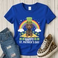 Happy St PatrickS Doxie On Dachshund Dog St Patricks Day Cool Gift Women's T-Shirt thumb 3