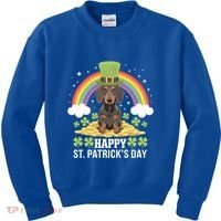 Happy St PatrickS Doxie On Dachshund Dog St Patricks Day Cool Gift Kids Sweatshirt thumb 0